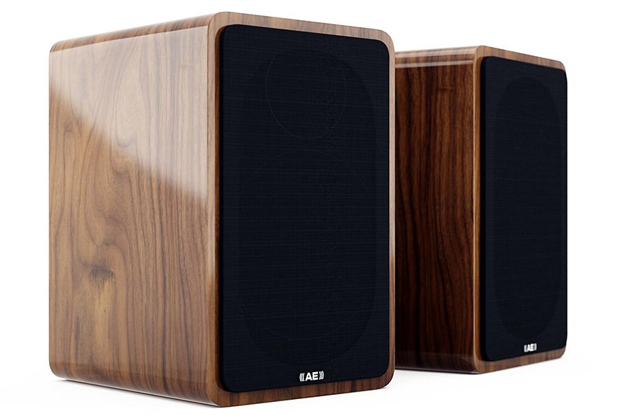 Acoustic Energy AE1 Active Speakers in walnut with grille