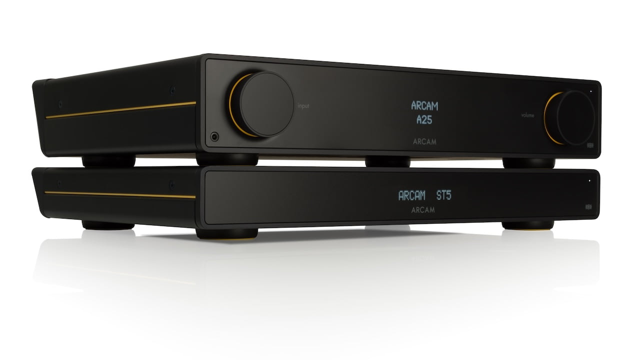 Arcam Radia A25 Integrated Amplifier and ST5 Music Streamer Stacked Angle