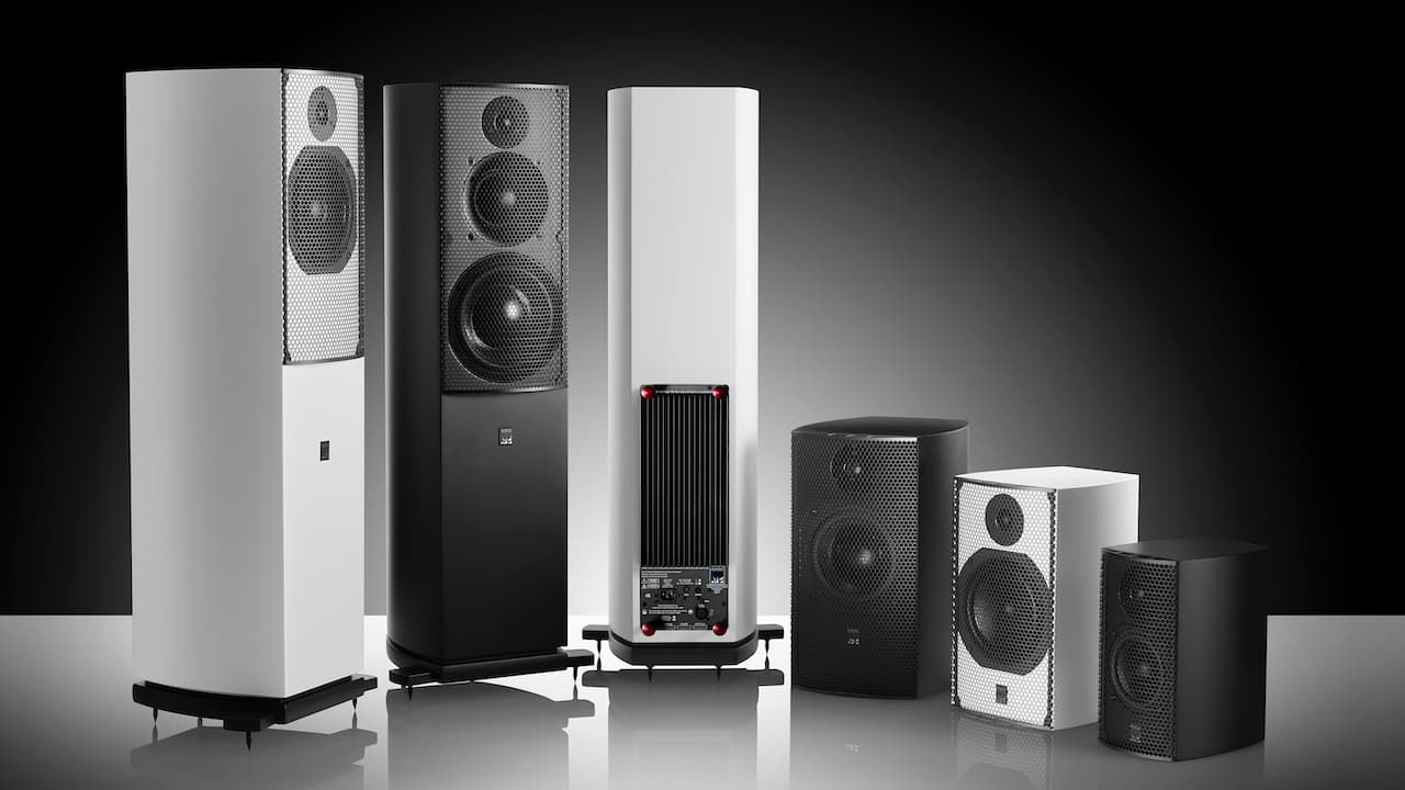 ATC SCM Series Active vs. Passive Loudspeakers in black and white