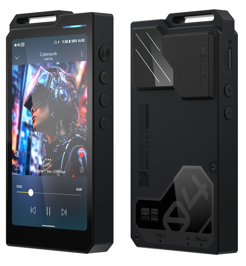 HiBy R4 DAP in Black Front and Back Views