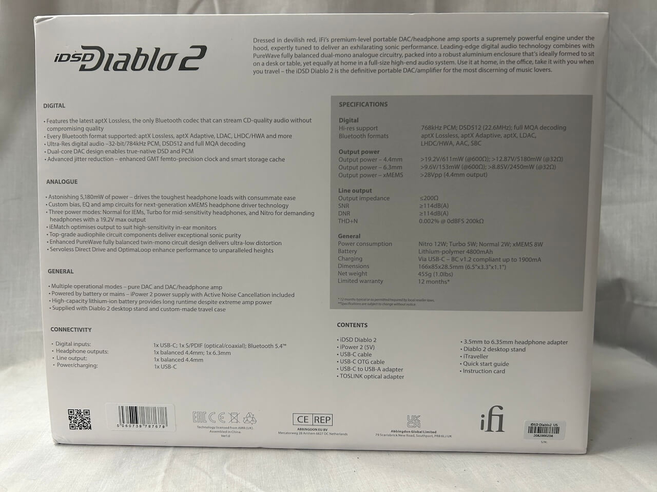 iFi iDSD Diablo 2 Portable DAC/AMP Package Bottom