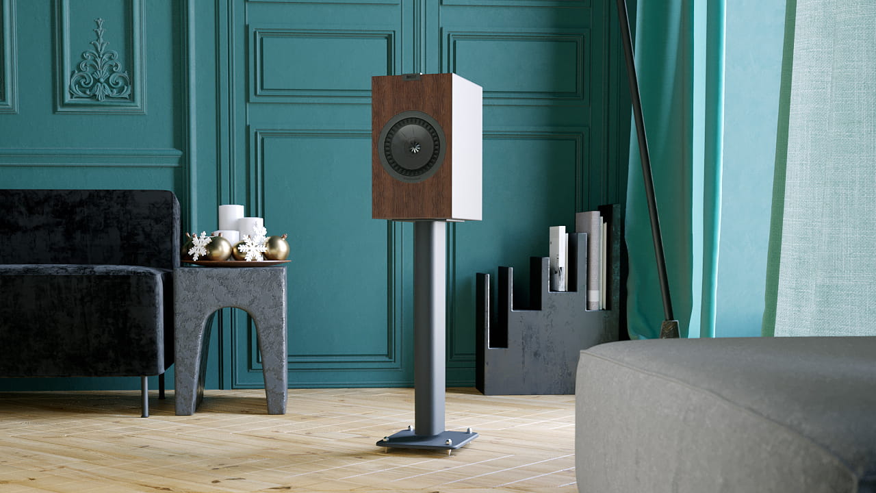 KEF Q350 Stand-mount Loudspeaker in Walnut Lifestyle