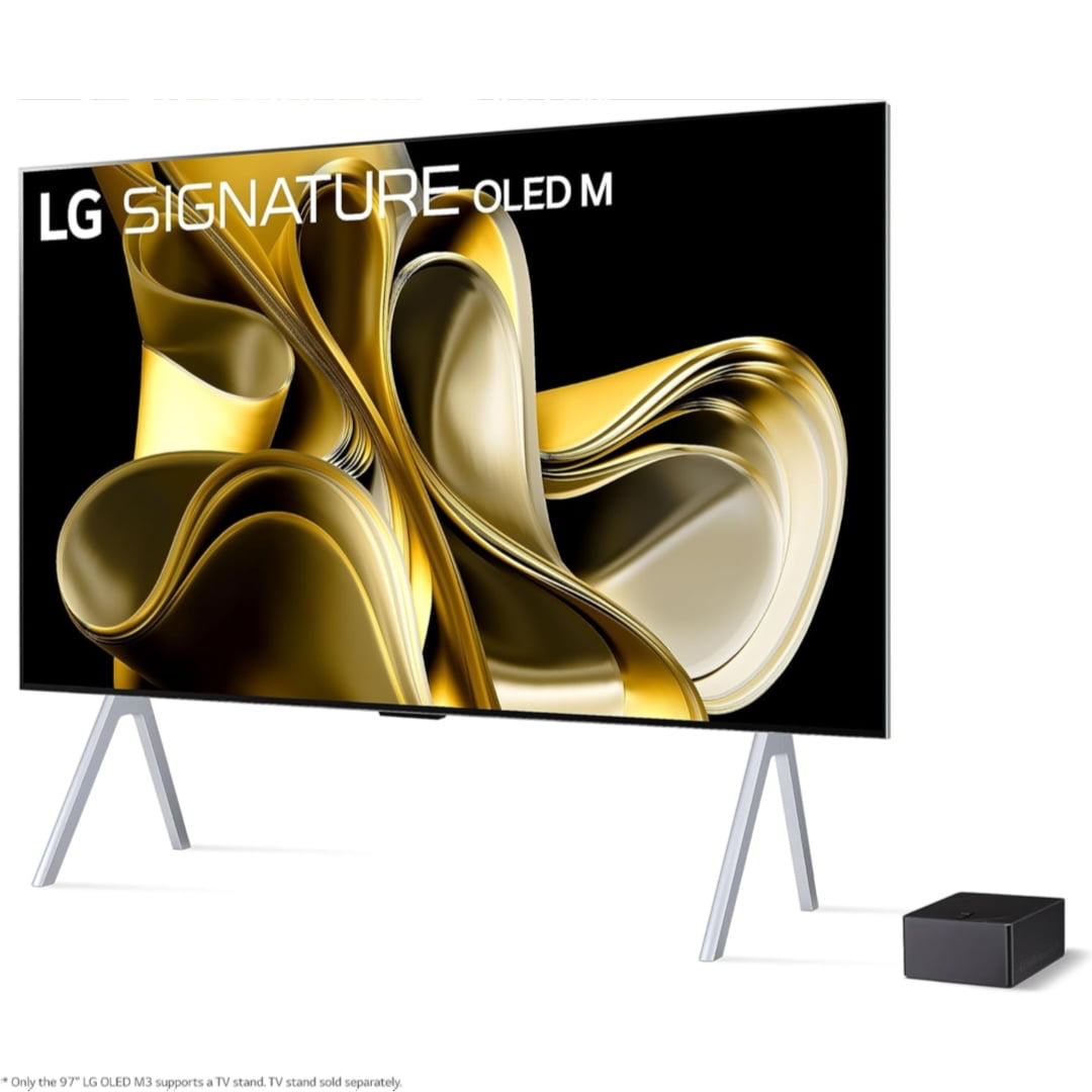 LG Signature M3 97-inch OLED 4K TV on stand (not included)