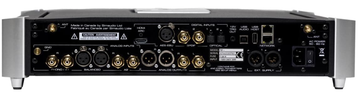 Rear view of Moon Audio 791 Network Player / Preamplifier 