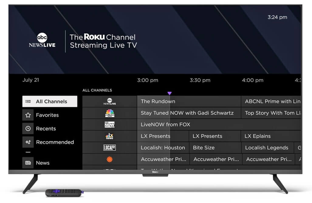 Roku Channel Live TV Menu