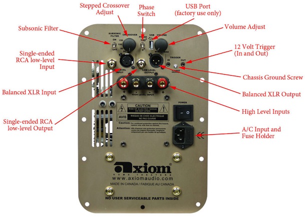 Axiom Subwoofer Controls